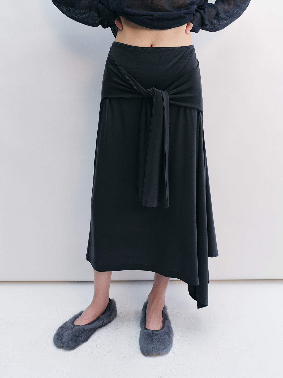 Breathable Stretch Strap Irregular Midi Skirt