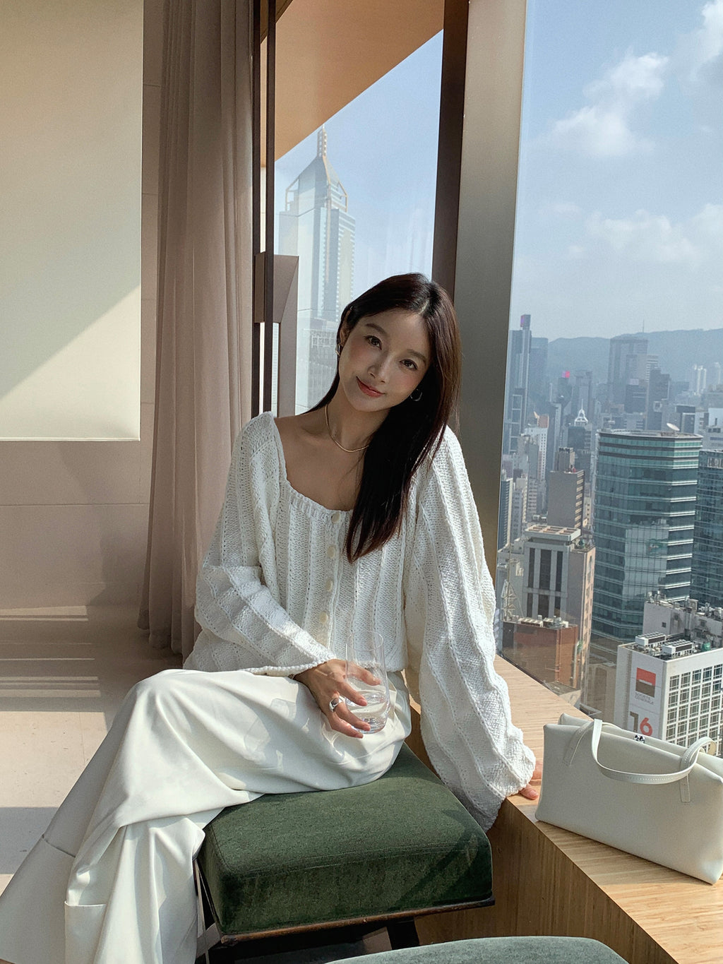 Thick Thread Knitted Long-sleeved Cardigan Shawl