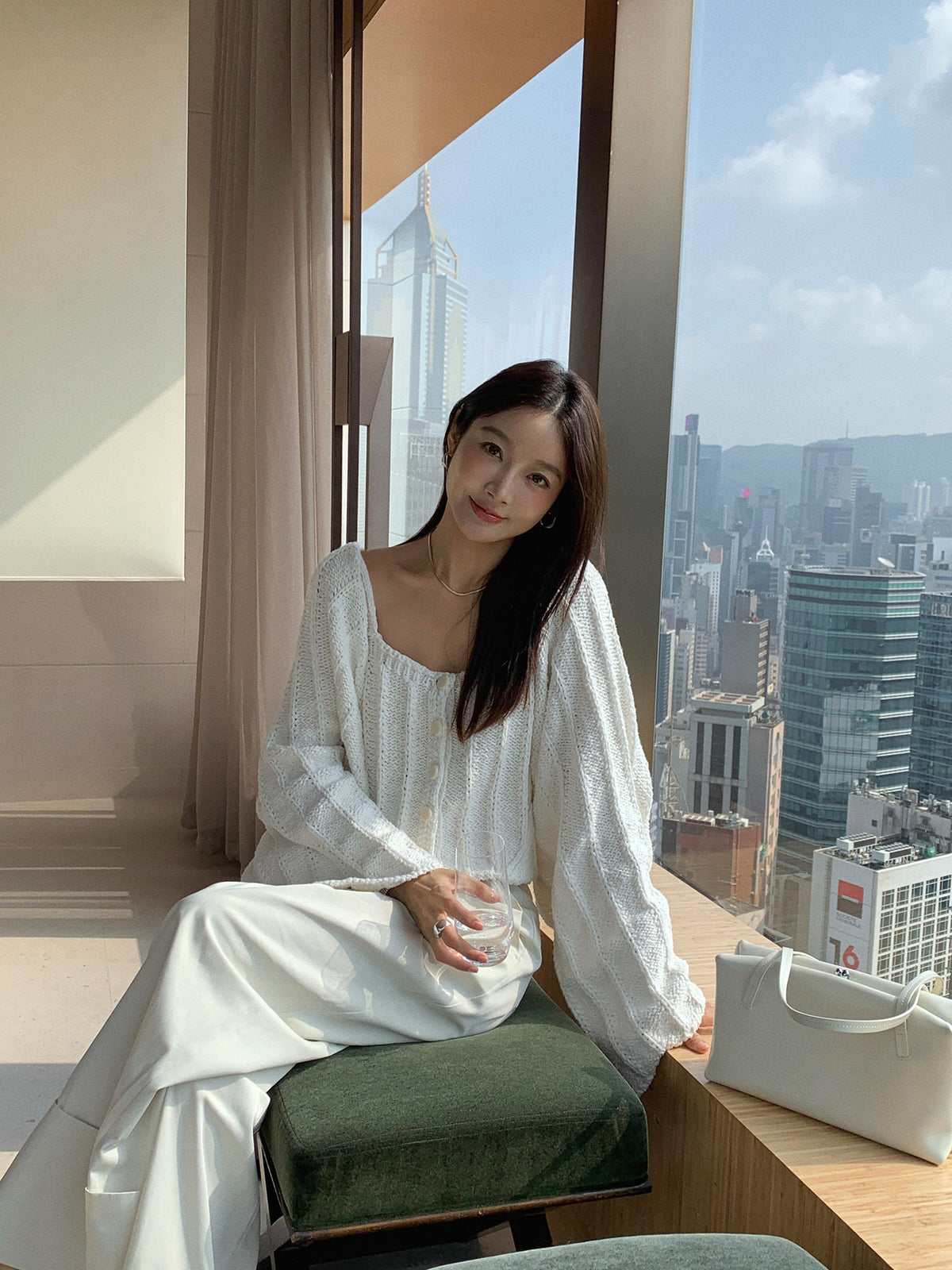 Thick Thread Knitted Long-sleeved Cardigan Shawl