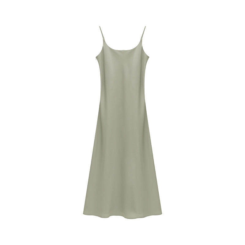 Rich Color Satin Spaghetti Strap Dress