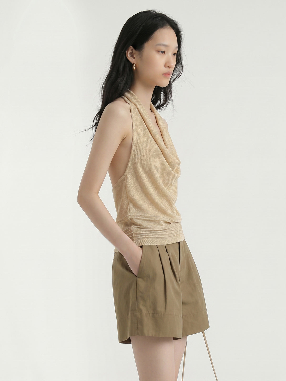 Halter Neck Swing Collar Camisole Backless Slim Fit Breathable Sleeveless Shirt