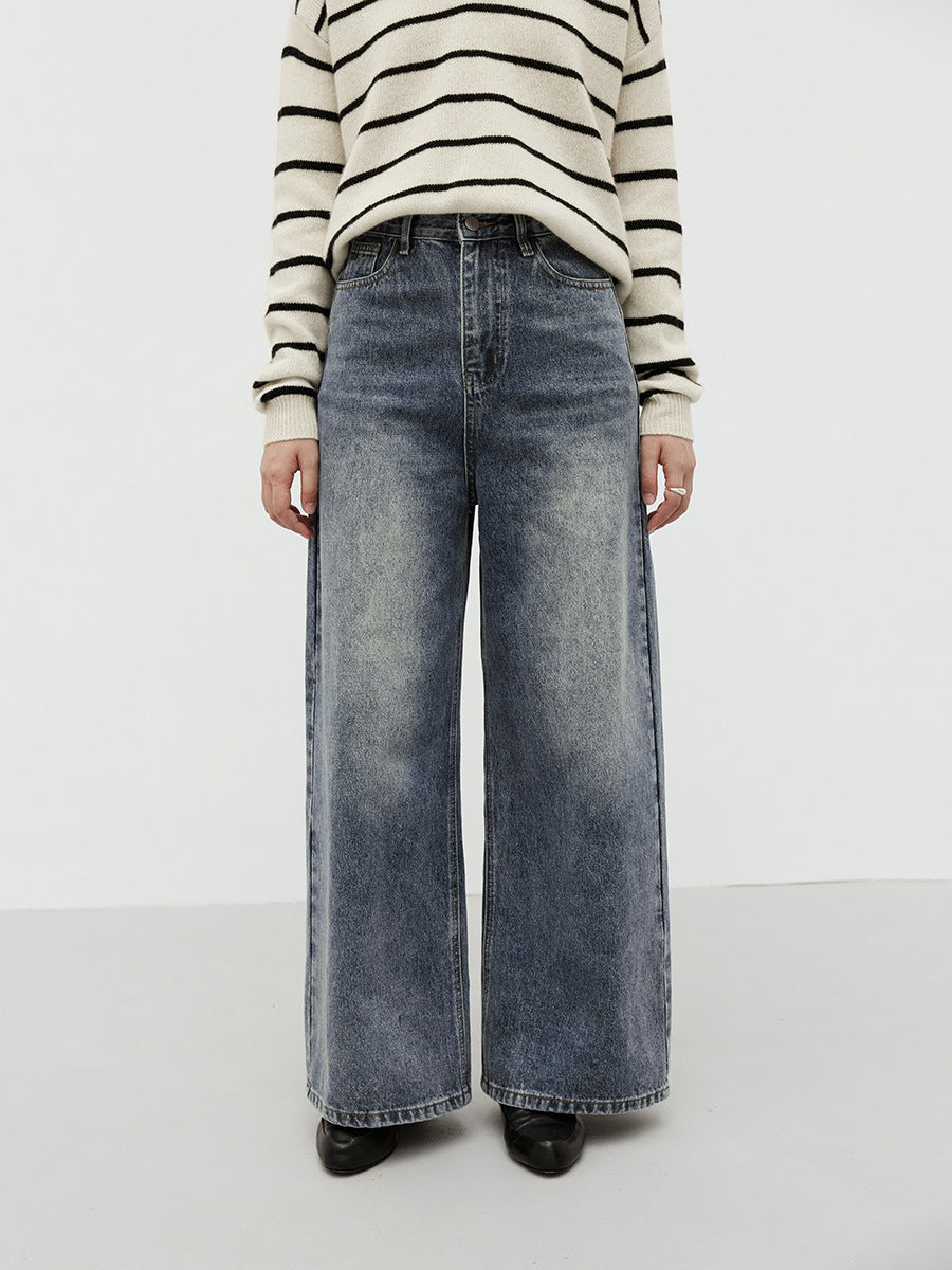 Washed Wide-Leg High Waisted Jeans
