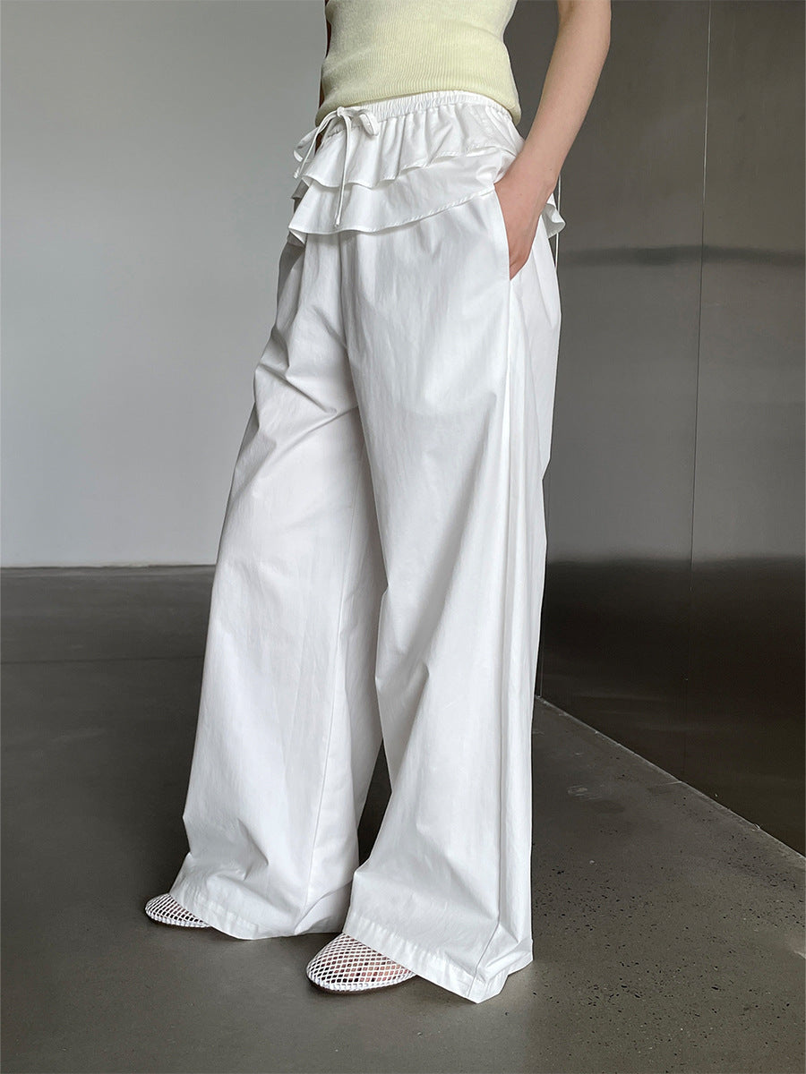 Ruffled-Layer Wide-Leg Trousers
