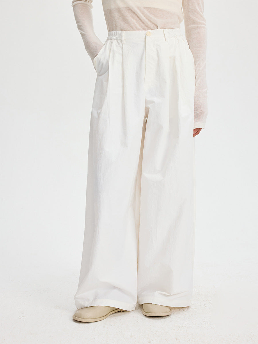 High Waist Wide Leg Pleated Trousers