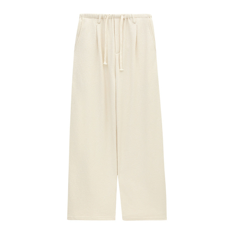 Textured Knit Wide Leg Drawstring Pants