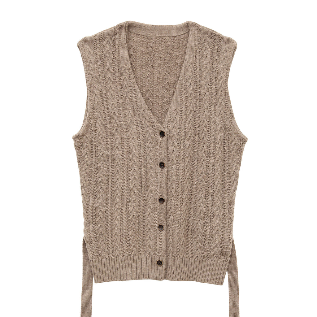 Merard Twisted V-Neck Knit Sleeveless Sweater Vest