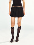 Patchwork Lace Pleated Mini Skirt