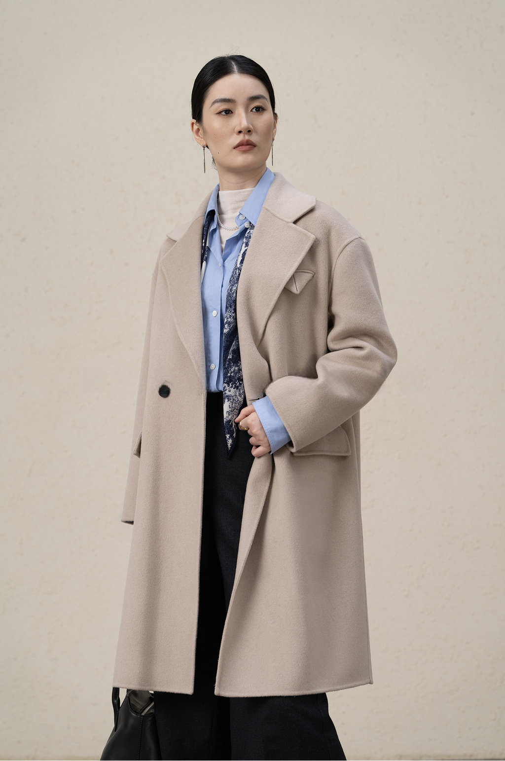 Double-breasted Merino Wool & Cashmere Long Coat