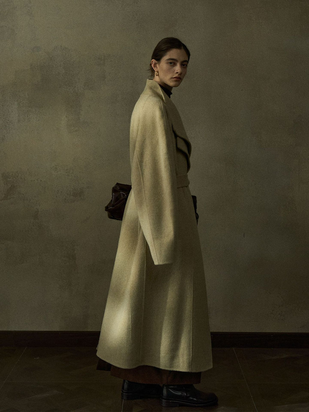 Double-collar Textured Wool Coat