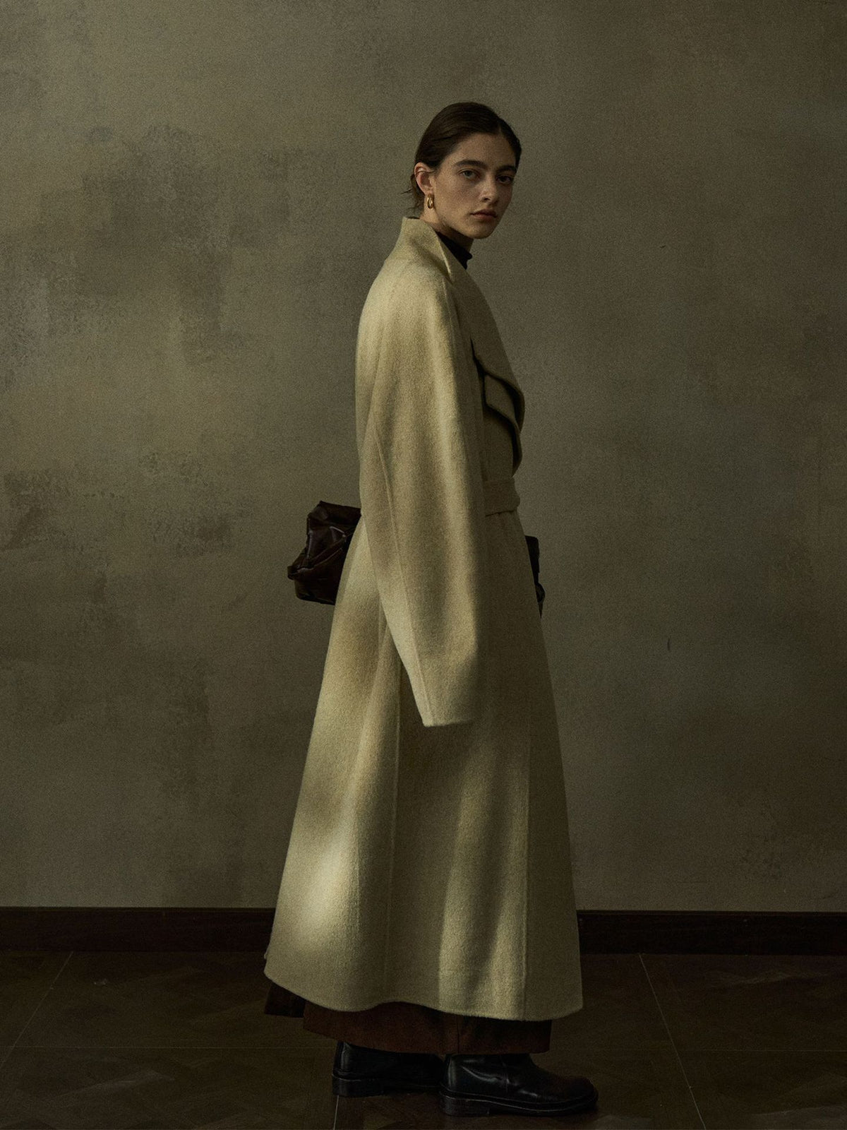 Double-collar Textured Wool Coat