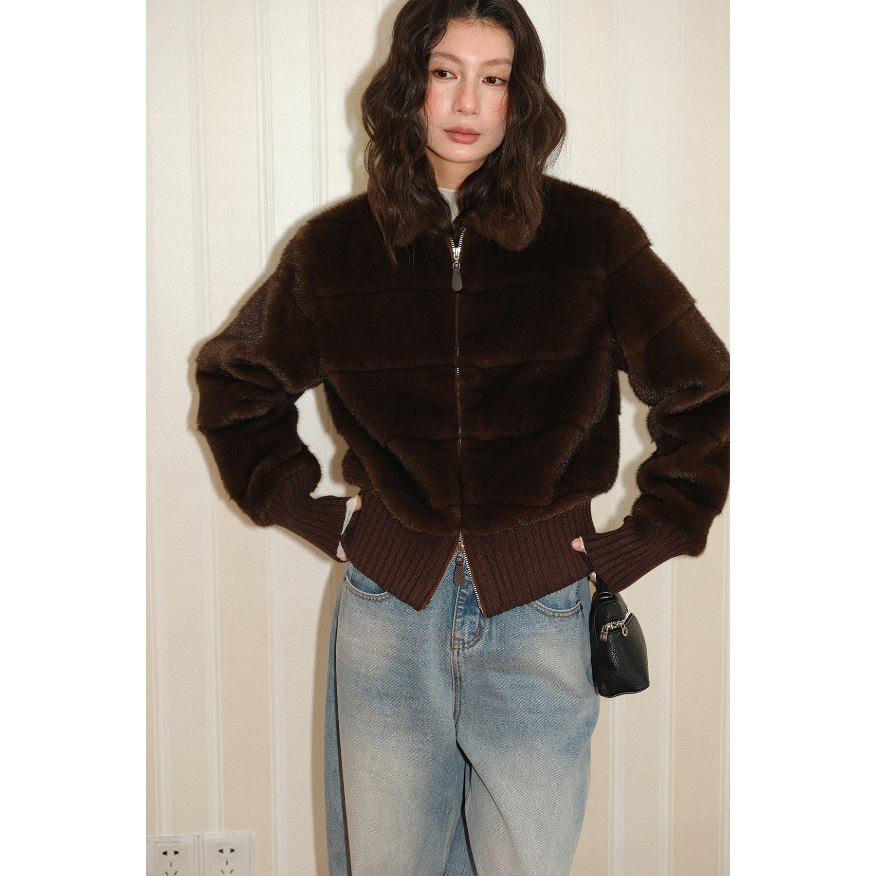 Plush Knitted Patchwork Jacket