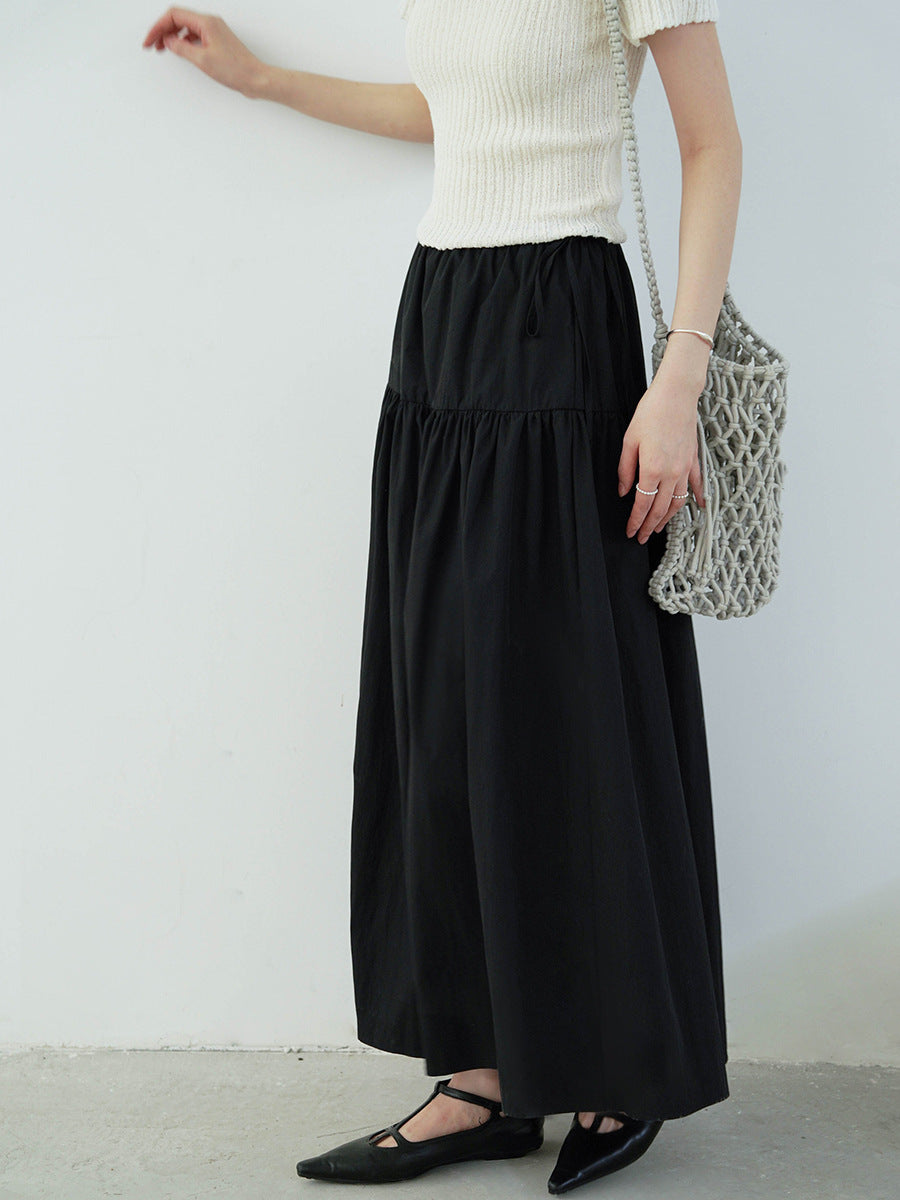 Pleated Simple Style Maxi Skirt