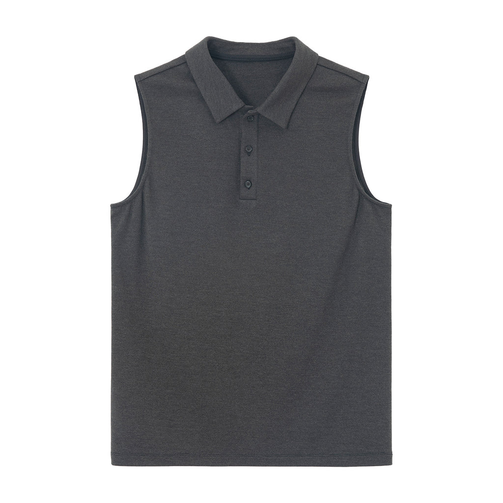 Soft Skin-Fit Modal Wool Knit Polo Collar Top