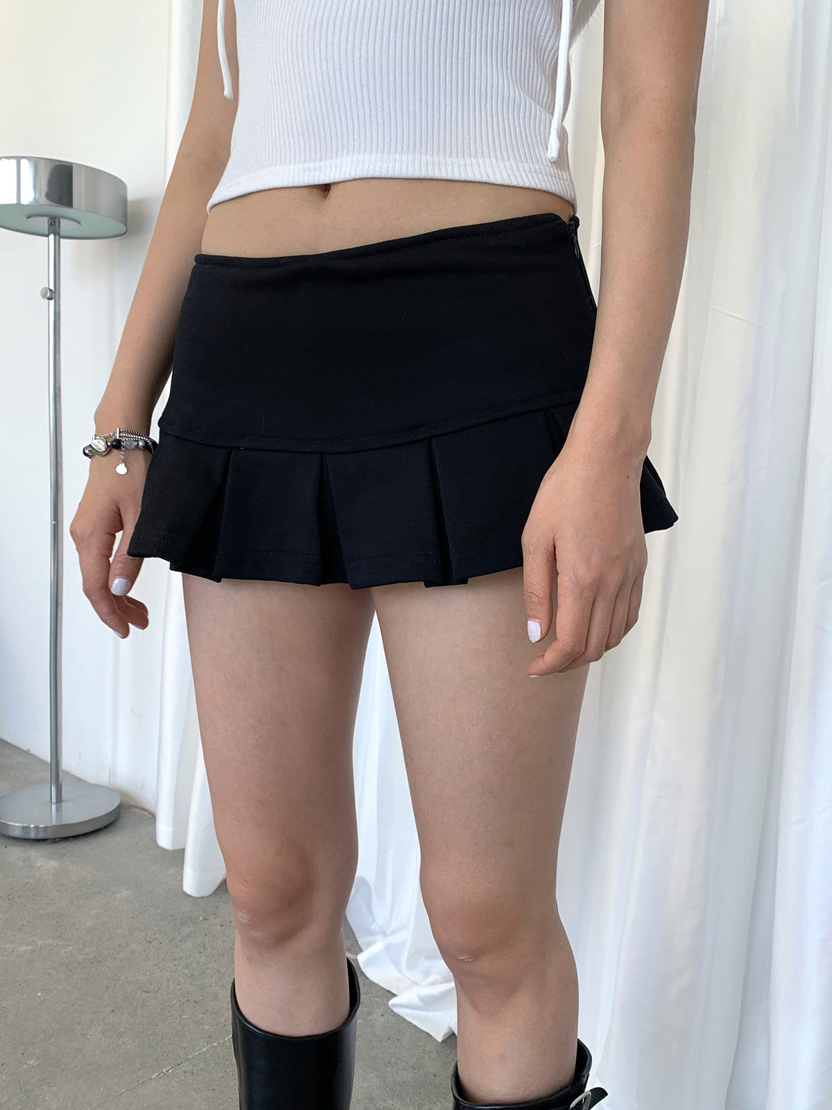 Pleated Low Rise Mini Skort