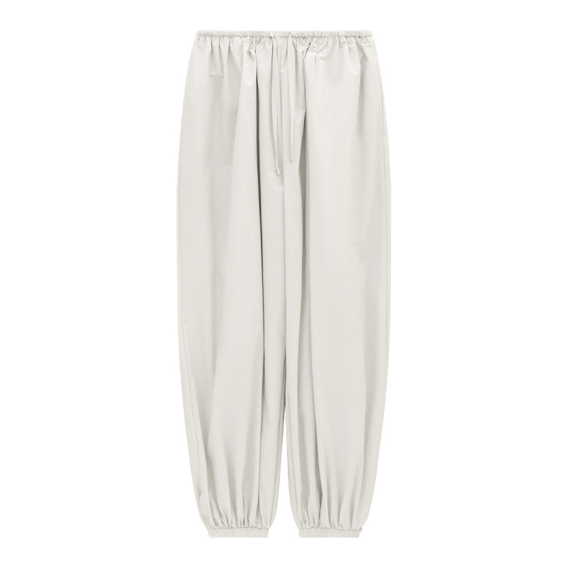 Elastic Fit Wide-Leg Drawstring Recycled Fabric Pants