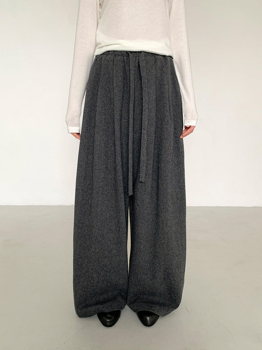 Warm Relaxed Wool Drawstring Pants