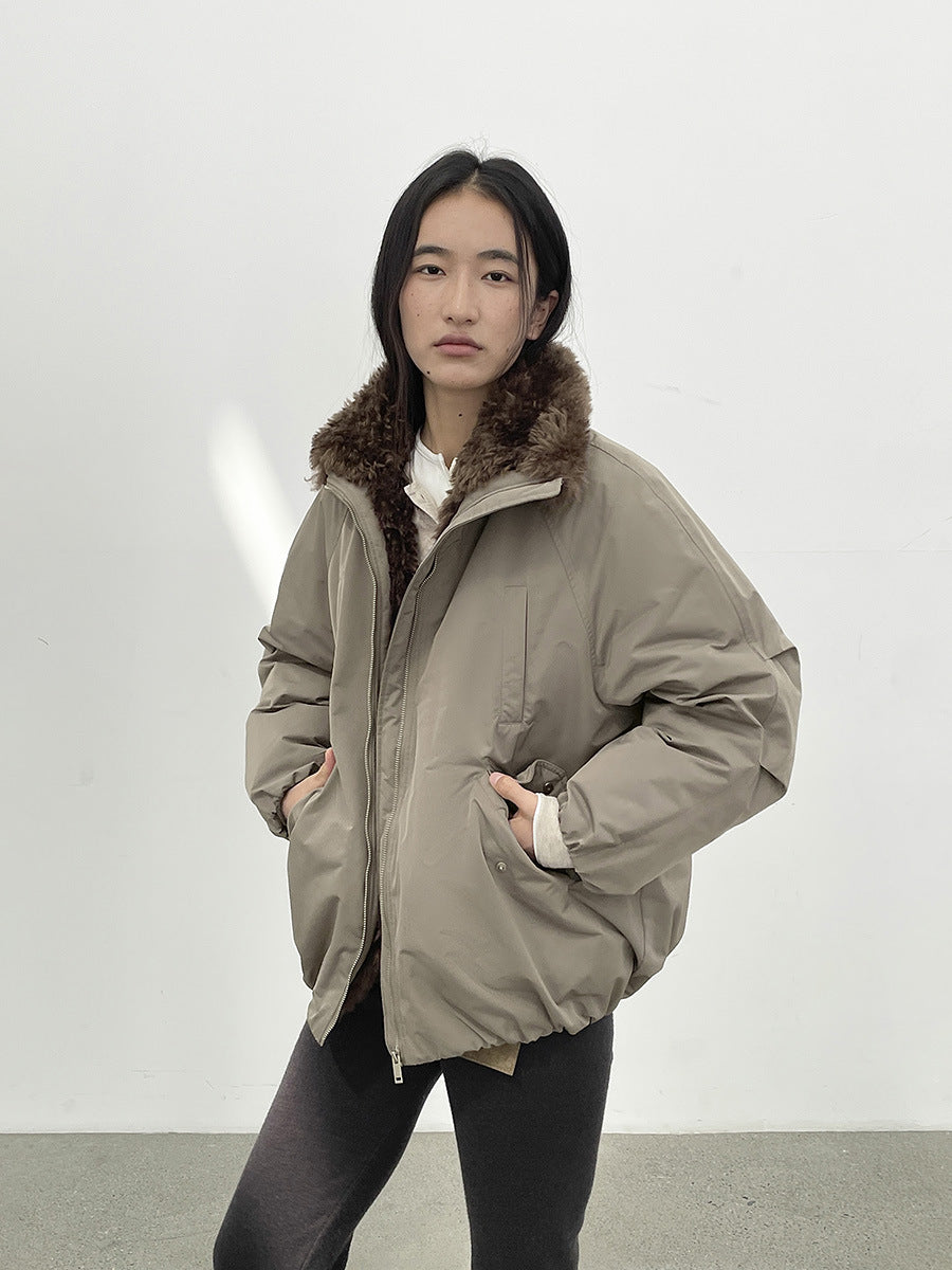 Duck Down Fur Collar Parka Coat