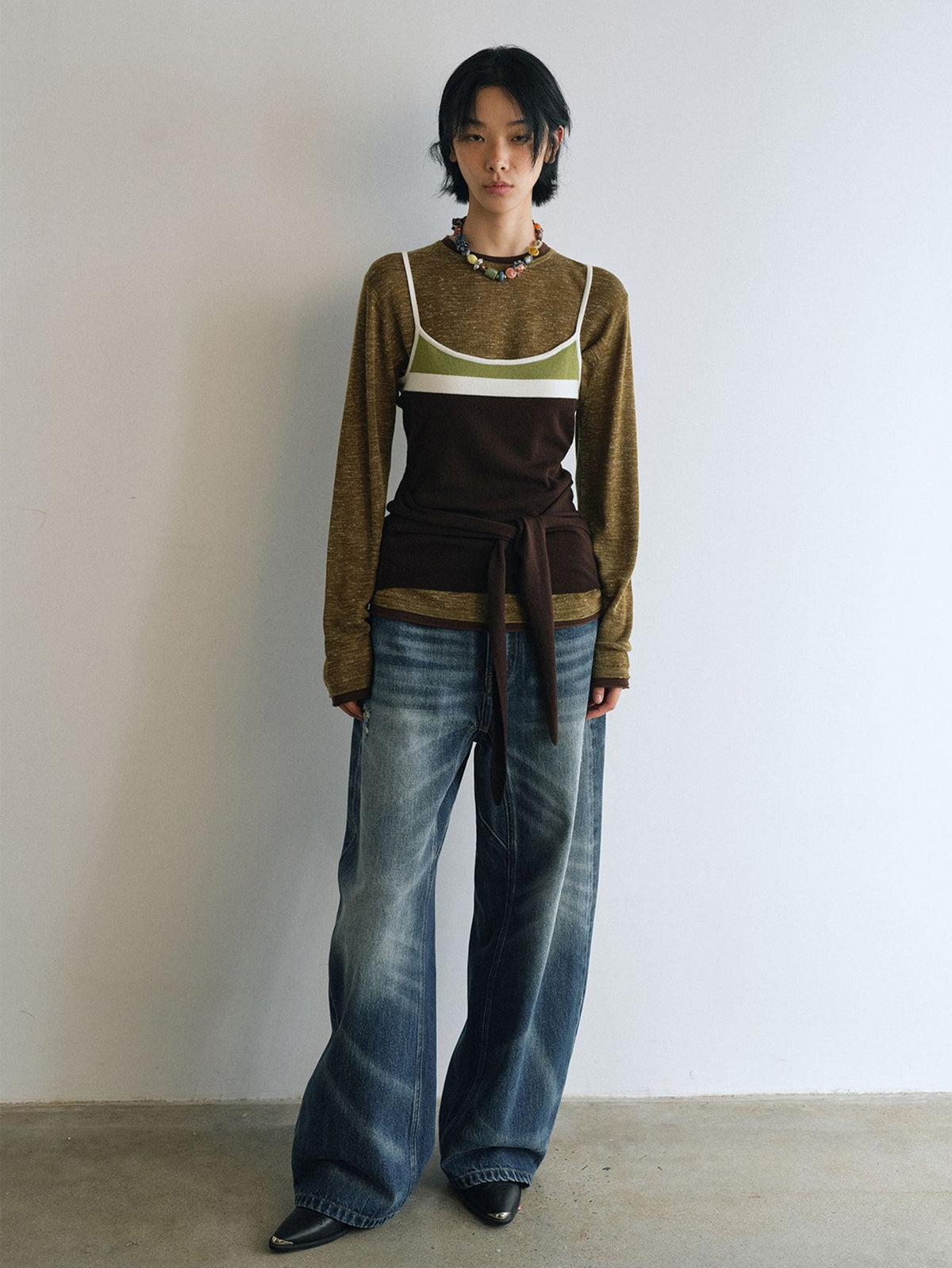 Comfortable Color-Block Slim Sleeveless Casual Wool Knit Camisole Top