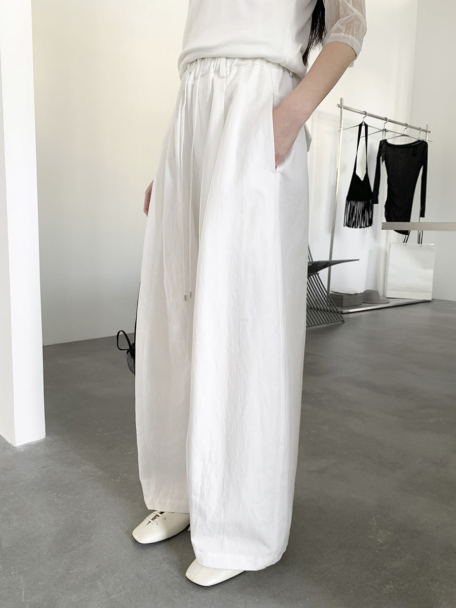 Drawstring Wide-Leg Casual Pants