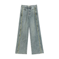 Distressed Colorful Sides Straight Leg Jeans
