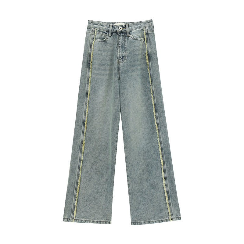 Distressed Colorful Sides Straight Leg Jeans