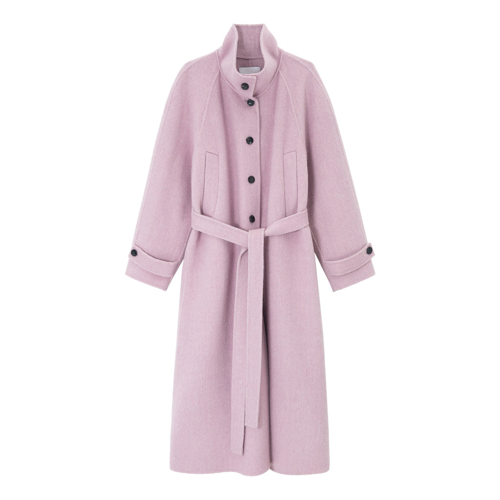 Stand Collar Double-breasted Wool Coat