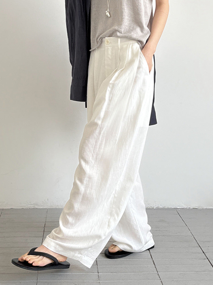 Curved-Shaped Low-Waist Casual Pants