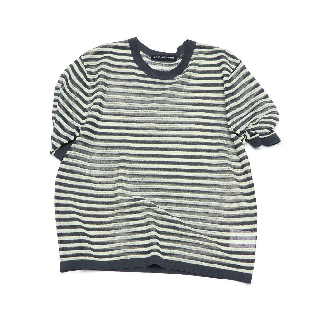 Silk Linen Striped Knit T-Shirt