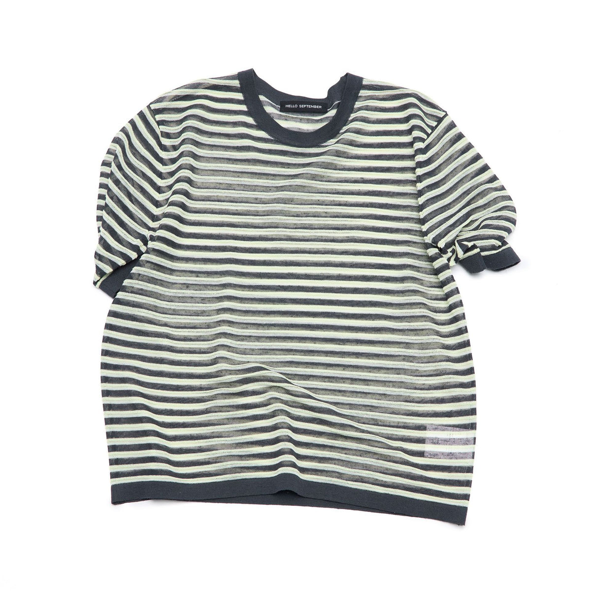 Silk Linen Striped Knit T-Shirt