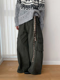 Baggy Wide Leg Cargo Pants with Angled Seam Detail