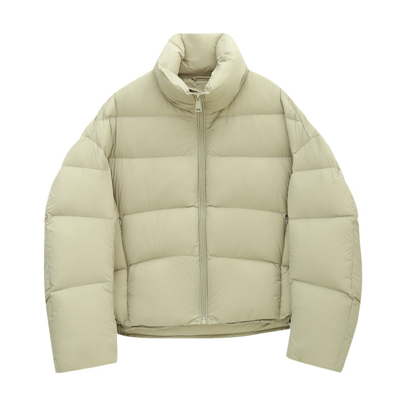 Duck Down Warm Stand Collar Lightweight Relaxed Puffer Jacket