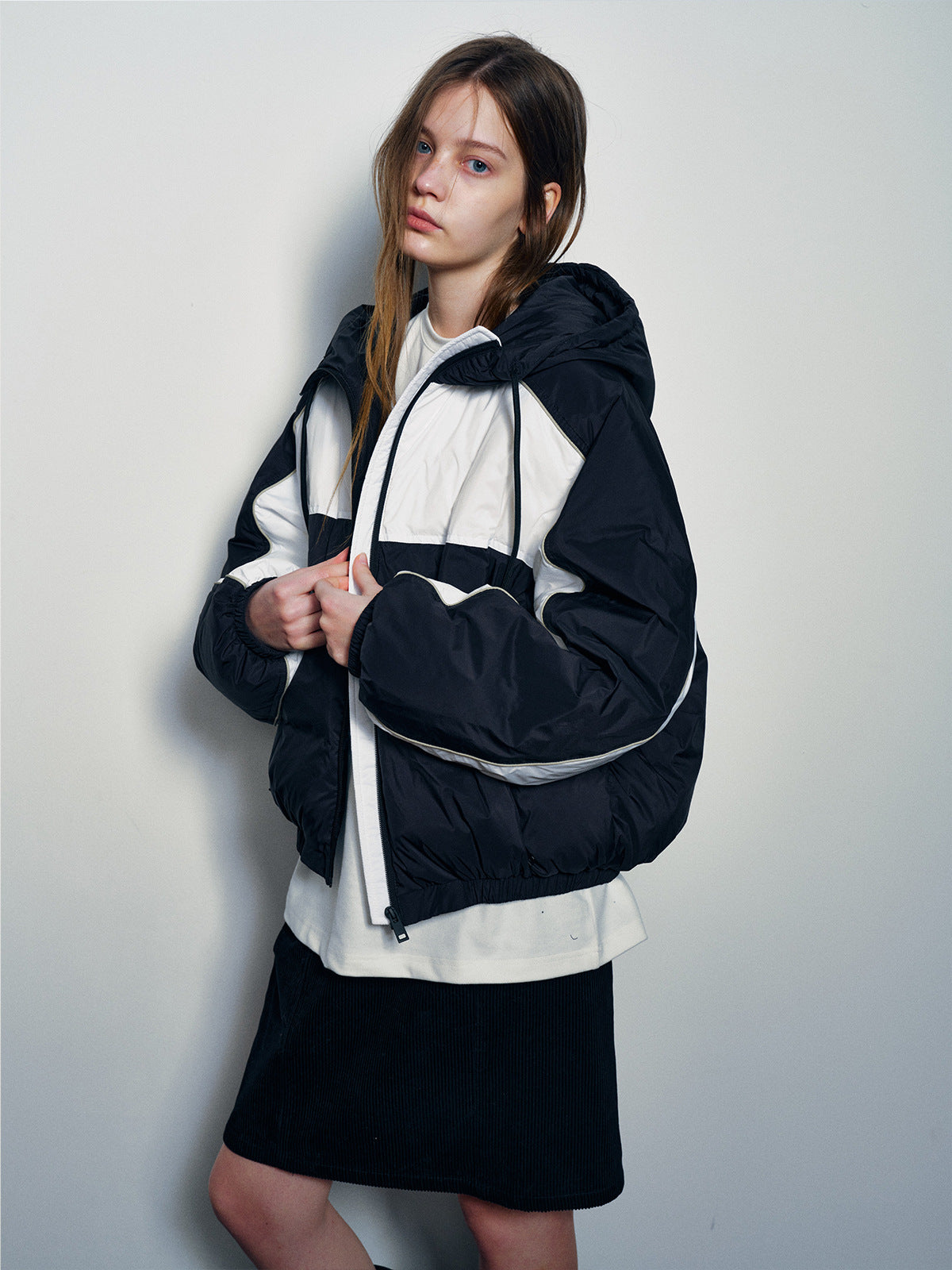 Retro Sports Contrast Duck Down Jacket