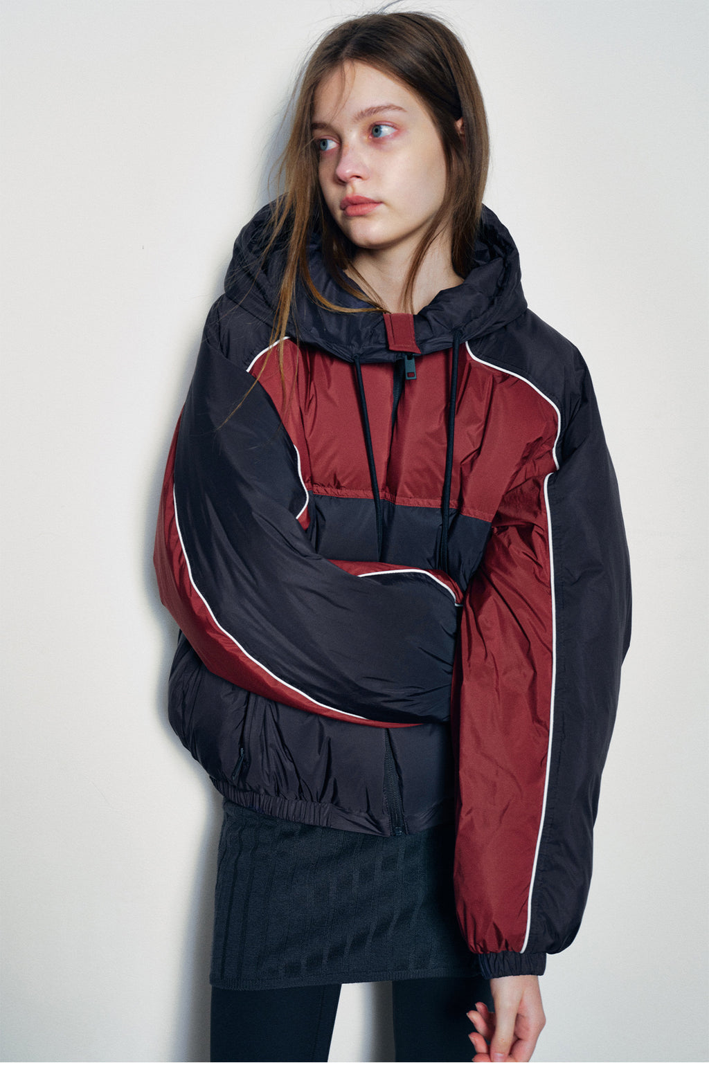 Retro Sports Contrast Duck Down Jacket