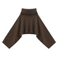 Cropped Oversized Turtleneck Wool Knit Sweater