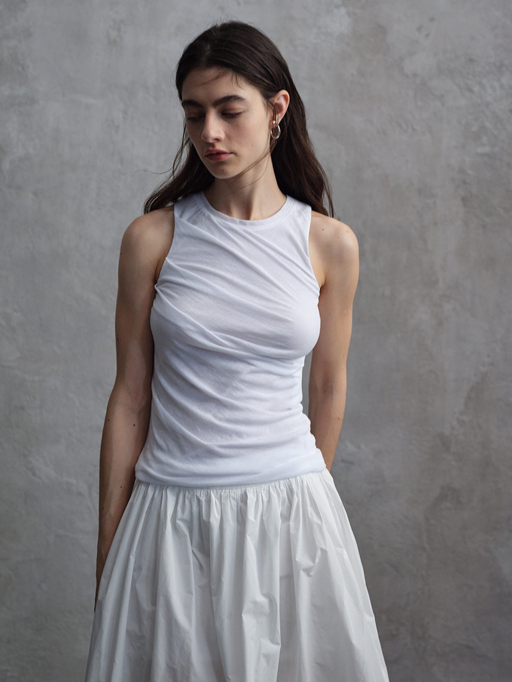 Asymmetrical Pleated Tank Top