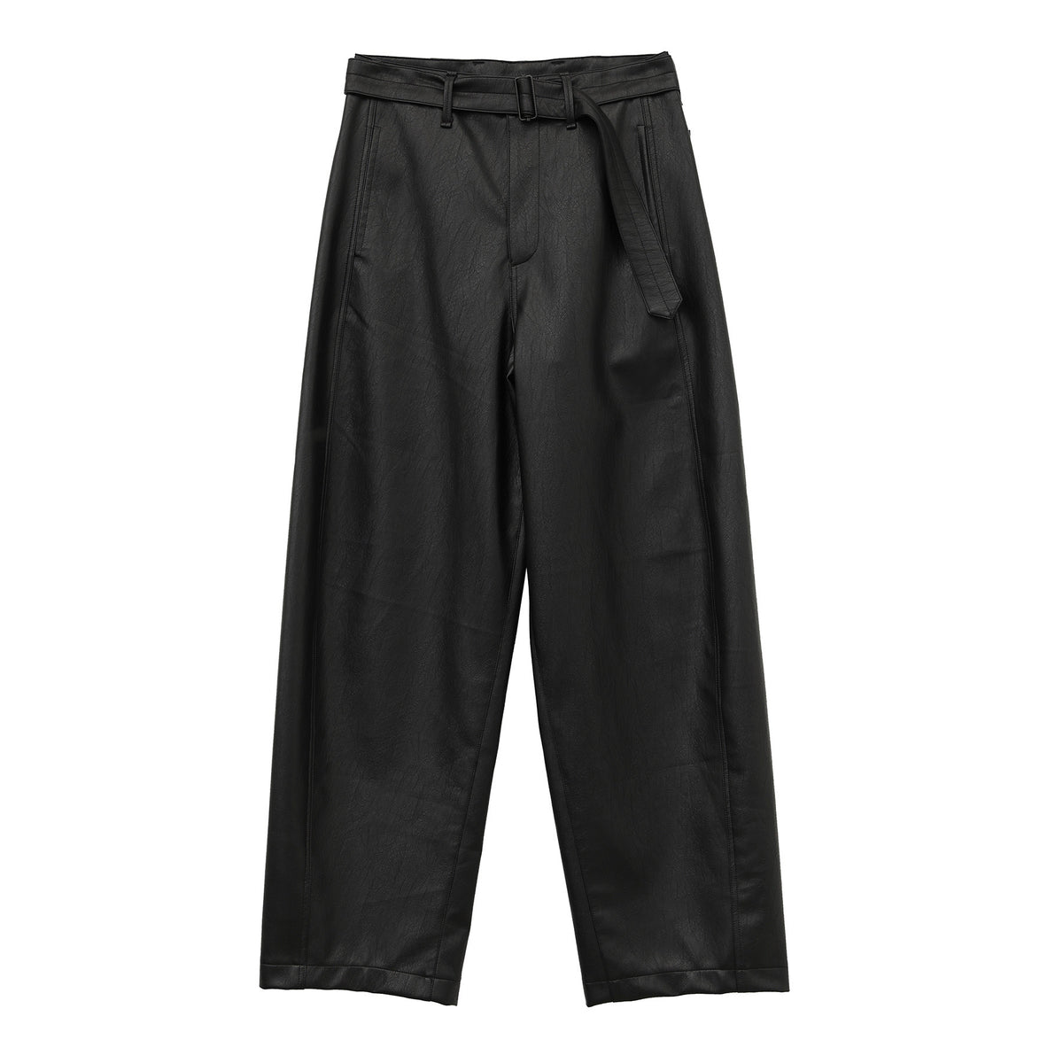 Lace-Up PU Leather Straight Leg Pants