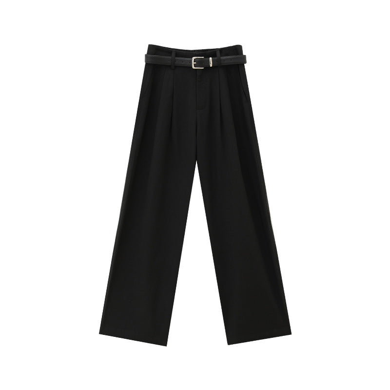 High-Waist Straight-Leg Dress Pants with Belt