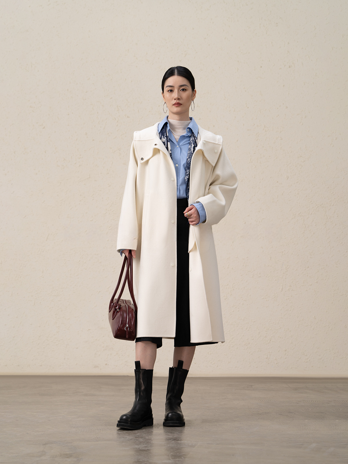 Merino Wool Cashmere Long Coat
