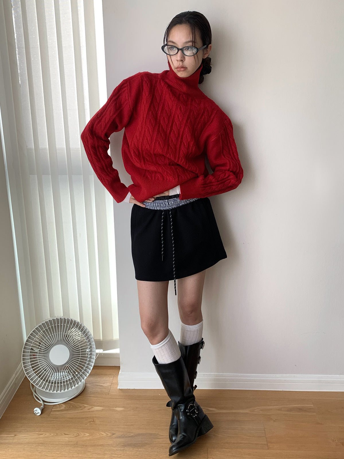 Dorothy Christmas Red Korean Trendy Jacquard Turtleneck Knit Sweater Lazy Versatile Pullover Knit Top