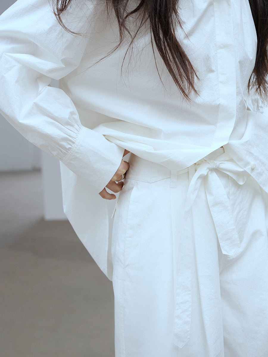 Crisp Cotton Wide-Leg Trousers