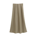 A-line drape Satin Maxi Skirt