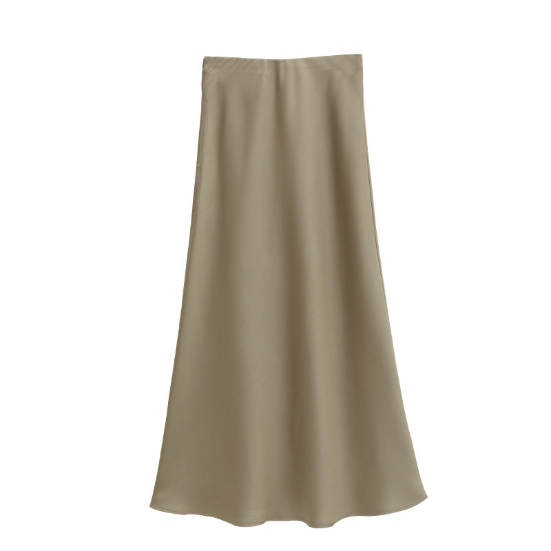 A-line drape Satin Maxi Skirt