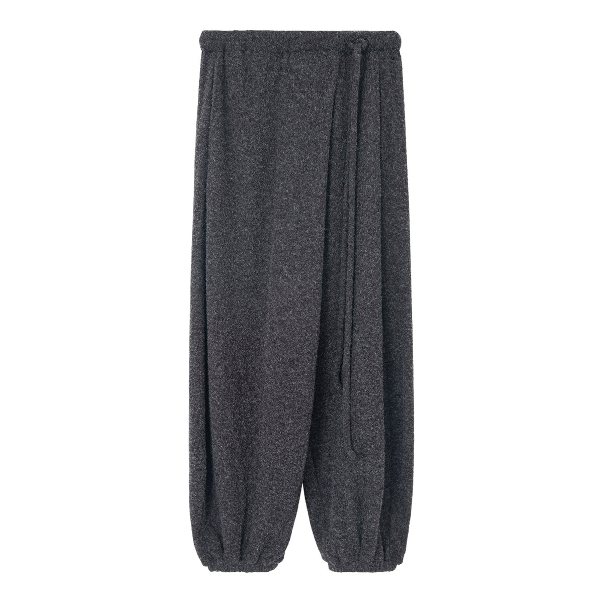 Asymmetrical Drawstring Waistband Soft Textured Wide-Leg Pants