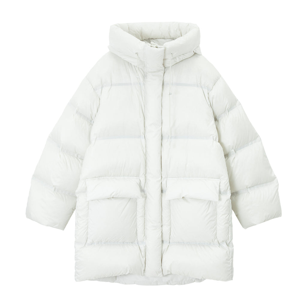 Ultra-Soft Cloud Hooded Seamless Long Puffer Jacket with Pockets