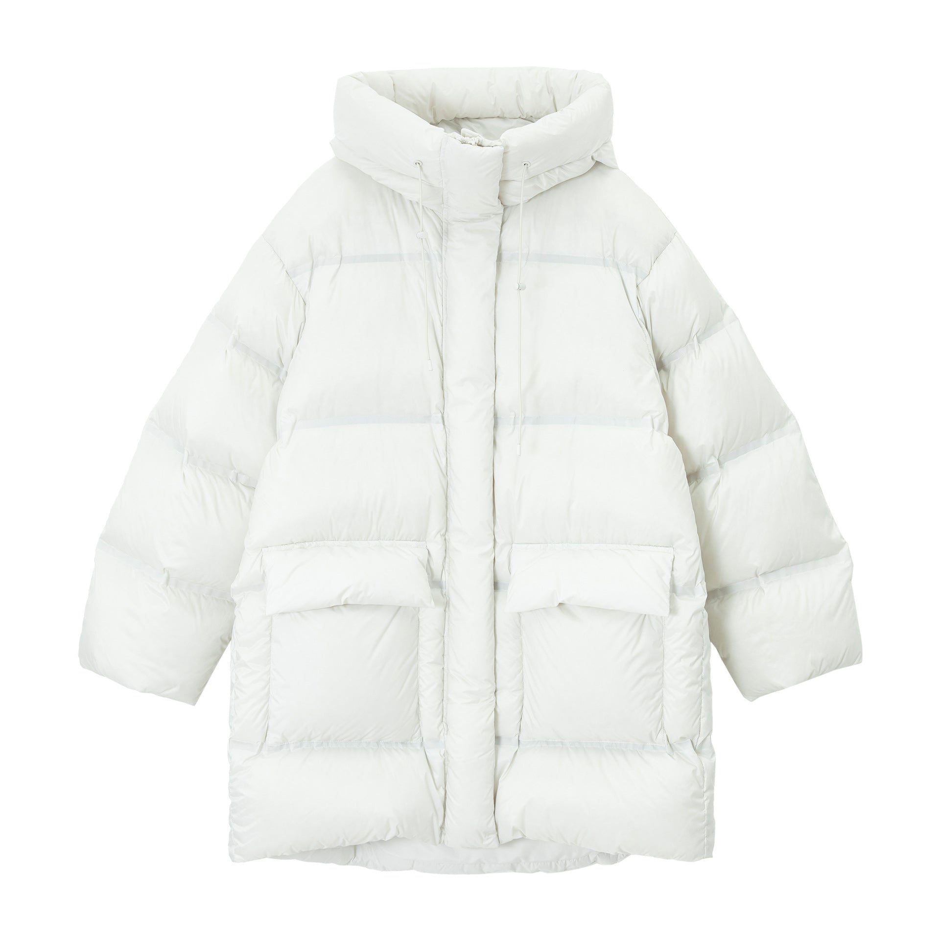 Ultra-Soft Cloud Hooded Seamless Long Puffer Jacket with Pockets