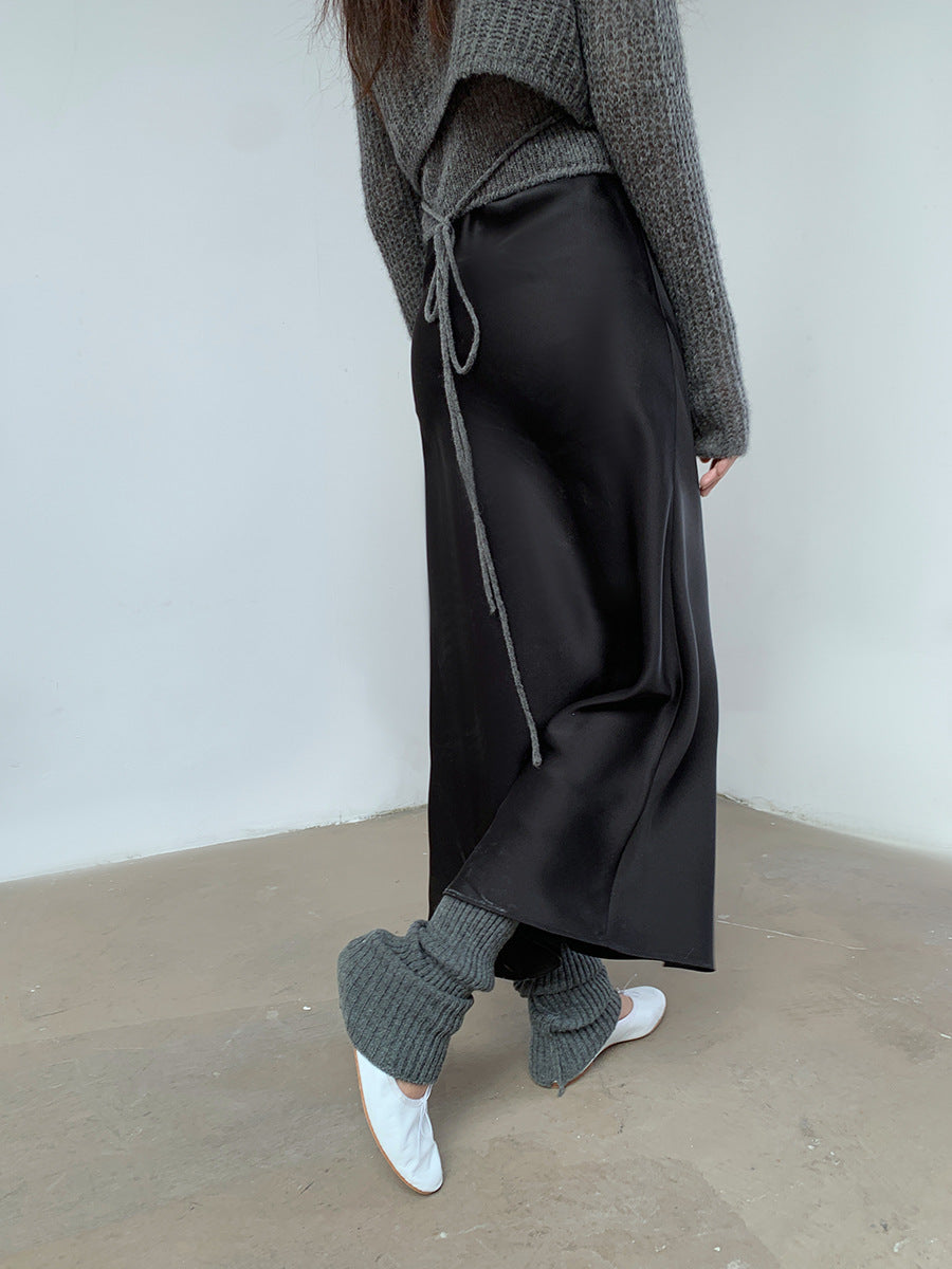 Satin A-line Mermaid Maxi Skirt