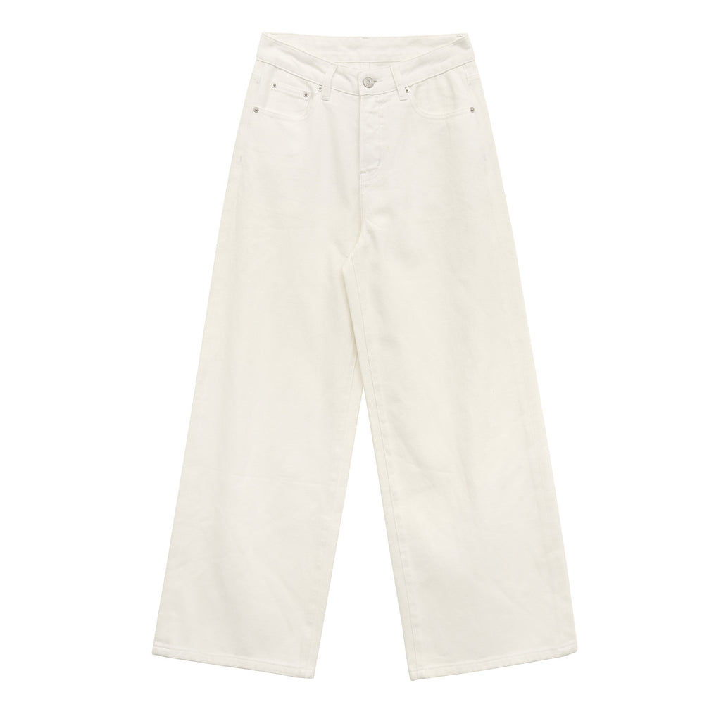 Solid Color Straight-Leg Jeans