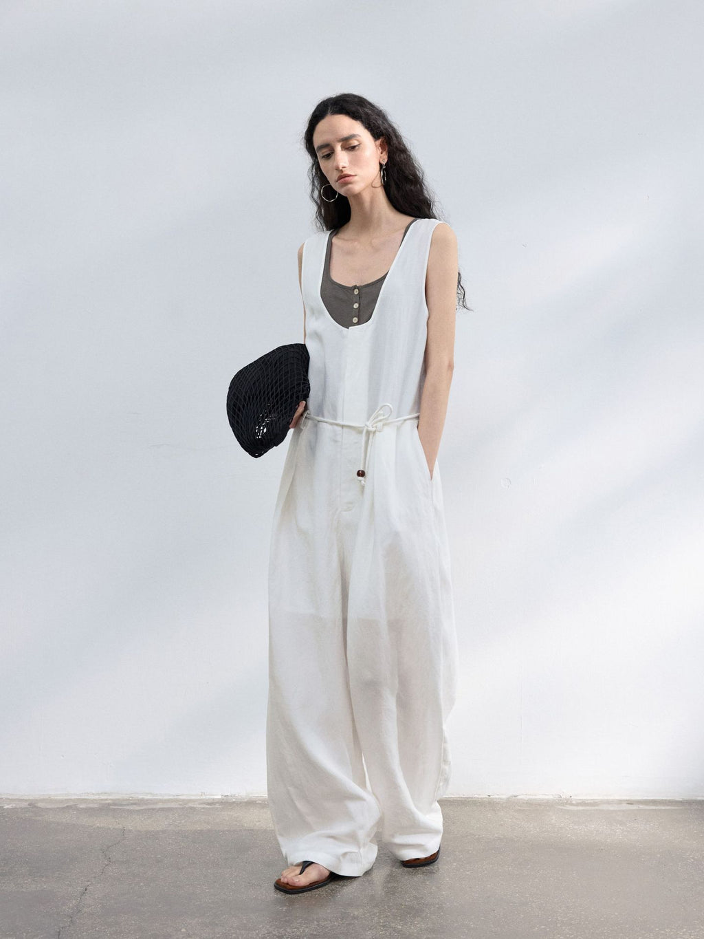 Tencel Linen Blend U-neck Jumpsuit