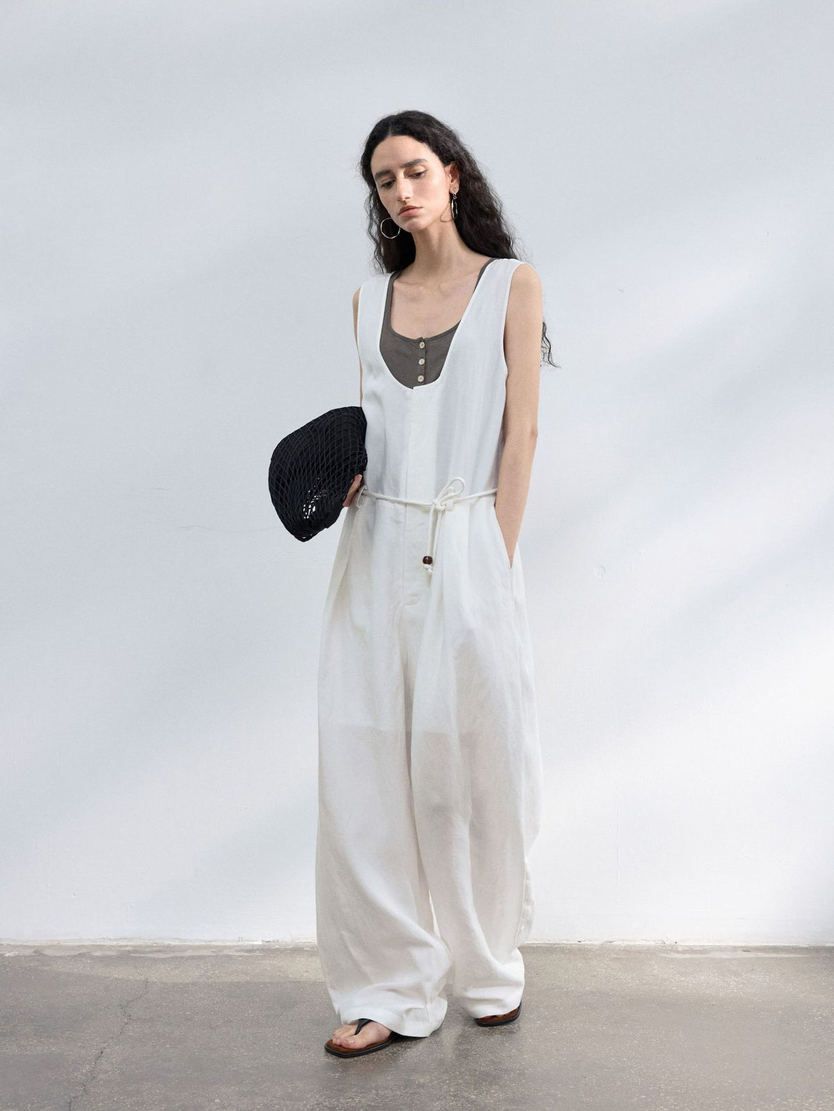 Tencel Linen Blend U-neck Jumpsuit