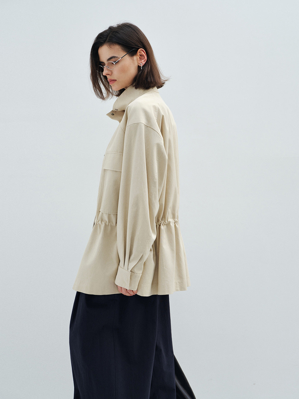 Stand Collar Large Patch Pocket Jacket